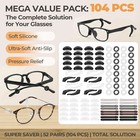 104 Pcs Glasses Accessories Grippers Anti Slip Silicone Ear Grip Nose Pad Kit