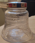 Vintage Figural Glass Liberty Bell Bank Nash s Mustard Jar Coin Bank Ex  Cond