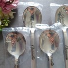 Christofle Aria Goldring Consomme Spoon 6pcs Silverplate Gold Accents Brand New