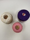 Vtg J    P  Coats Cotton Thread Knit-cro-sheen Yarn Crochet Lot Pink White Purpl