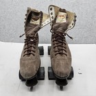 Vintage Championship Brown Suede Quad Roller Skates Urethane Wheels As Is Read