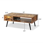 Retro Coffee Table Mid Century Modern Living Room Furniture W open Storage Shelf