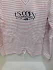 Us Open Tennis 2016 Women s Hooded Pullover  Pink white Stripe  Small-new