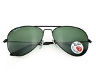 Ray-ban Sunglasses Rb3025 Aviator Classic Black Frame Polarized Green Lens 58mm