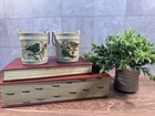 Ceramic Bird Mini Hanging Planters Pair Crackle Glaze Handled Pails