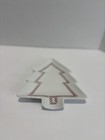 Crate Barrel Christmas Tree Snack Serving Dish Plate White Red Design Candy