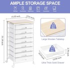 Sykiariol Rolling Storage Cart 8 Drawers Wood Top White