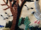 Vintage Hand Embroidered Picture Of Seagulls By The Beach 1970   s