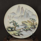 9  Collect China Qianjiang Colour Festoons Porcelain Mountain Water Grain Plate