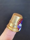 Vtg Thimble 1776-1976 Bicentennial Goldtone Enamel Souvenir Eagle Red White Blue
