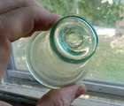 1840s Open Pontil Tiny Size Tapered Jelly Glass Or Utility Jar Crude Rolled Lip