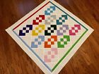 Scrappy Blocks  Tons Of Color Lap Or Baby Quilt Top