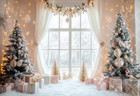 Window Christmas Tree Gift Photography Background Backdrop Photo Studio Props