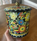Vintage Floral Tin Container Made In England With Lid Designed By Daher Of Ny
