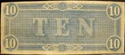 Nice 1864 Series Confederate States Of America  10 00 Note T-68 Civil War
