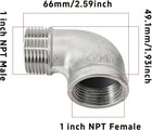 2pcs 90 Degree Street Elbow Male X Female  304 Stainless Steel Pipe 1  Npt