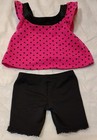 Build-a-bear Girl Outfit Shirt Pink Polka Dot   Black Shorts  Teddy Clothes