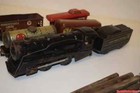 Antique  Marx Central Mechanical O Train Black Locomotive Coal Tender Heavy Rare