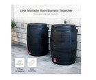 50 Gallon Flat Back Eco Rain Barrel Water Storage Tank Spigot Black Color