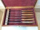 6pc Vintage Hoffritz Ny Steak Knives Set Solingen Germany Natural Horn Handle