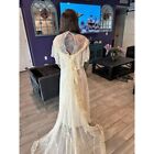 Vtg 70s Ivory Wedding Dress With Detachable Lace Train Size 4 Creations By Aria