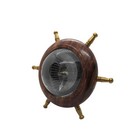 Captains Desk Wooden Brass Shipwheel Compass Nautical Paper Weight Office Decor