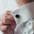 8pcs Mens Cuff Links And Studs Set Silver Black Tuxedo Shirt Cufflinks For Bu   