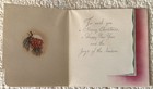 Unused Christmas Pine Cones Snow Pink Border Vtg Greeting Card 1940s 1950s P