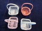 Lot Of 4 Small Vtg Wicker Baskets W handles Pastel 3  X 4 1 2  Pink Blue  Zz6
