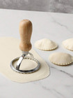 1pc Round Dumpling Mold With Wooden Handle - Dough Press Tool For Kitchen