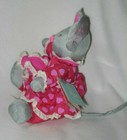 Russ Mouse Luv Pet Nylon Plush Vintage Stuffed Toy 8  Pink Red Hearts Valentine