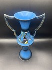 Stunning Mid-century Signed Israel Brass   Enamel Amphora Hand Painted Vase
