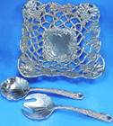 Arthur Court 12  Sq  basket  Bowl - Grape Design    Servers   Napkin Rings Xlnt