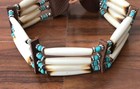 Buffalo Bone Choker Necklace Beaded Stone Native American Indian Tribal