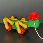 Vintage Kouvalias Wooden Pull Toy Cricket W Moving Legs Made In Greece 8 In