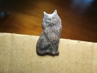 Vintage Antique French White  itty Bitty Persian Cat small 3 8 wide Metal Button