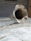 9  Antique Phonograph Cylinder Horn   Nickel Hammered 