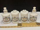 Vintage Ceramic Porcelain Apothecary Vanity Jar 4-piece Set Japan Gold Trim