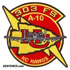 Usaf 303rd Fighter Sq - 303 Fs - Kc Hawgs -whiteman Afb  Mo- Original Vel Patch 