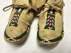 Vintage Native American Pawnee Indian Handmade Beaded Leather Moccasins Atq