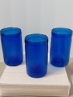 Vintage Lot Of Three  Gelado Cobalt Blue Glasses Textured 10 Oz Made In Brazil