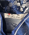 Cheongsam Qipao Long Blue  Embroidered Floral Dress 100  Silk Size L By Mei Gui