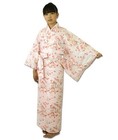 Japanese Yukata Cotton 100  Traditional Summer Kimono Robe - Sakura Branch Pink