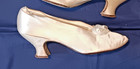 Antique Ladies Edwardian French  louis  Heel Shoes Ivory Satin 1920 s Wearable