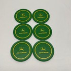 Set Of 6 Country Farmhouse Style John Deere Metal   Cork Coasters With Tin Case