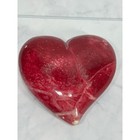 Polished Red Stone Heart Paperweight Marbled Red Pink Mineral Decor 3 5 Inch