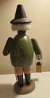 Wooden German Folk-art Incense Smoker - Man In Green With Lantern - From 1970s