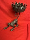 Monkey Candleholder Or Candy Dish Statue 8    Cast Iron Monkey Unique Vintage
