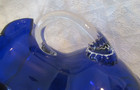 Wow vintage Cobalt Blue Glass Vase W clear Handles weston Glass 10 