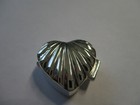 Sterling Silver Pill Box Heart Shape Shell Style Design Small Size 3 4 Inch Wide